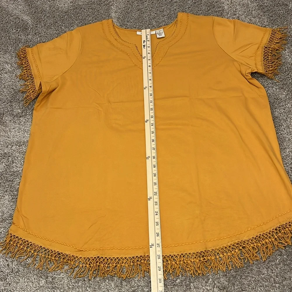 EUC Roaman’s Womans Plus Size Top‎ Shirt Gold Tassal Embroidered 1X Cotton Beach - Picture 7 of 16